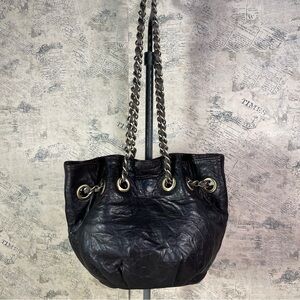 Monserat De Lucca Brown Leather Chain Shoulder Bag
